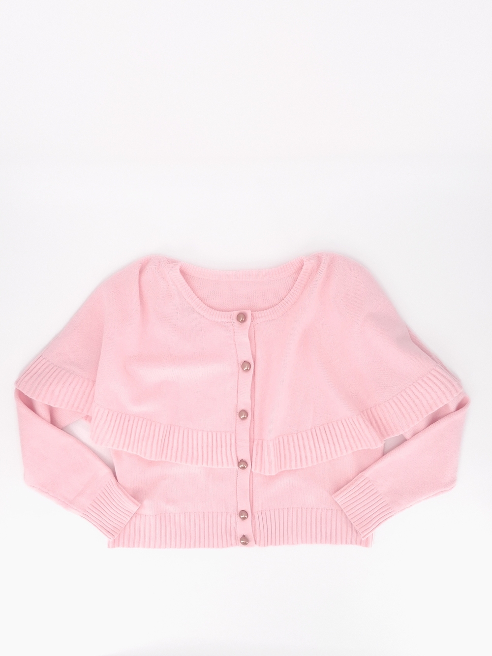 ✨Pink Ruffle Cape Button Down Knit Cardigan Sweater XXL✨